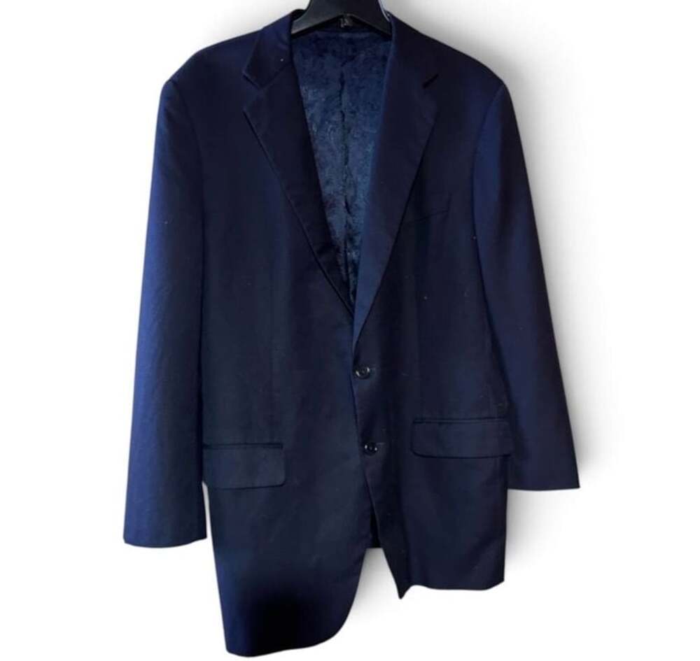 Len Nolan Navy Blue Wool Blazer Jacket Sport Coat